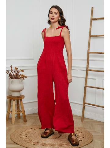 La Compagnie Du Lin Linnen jumpsuit rood