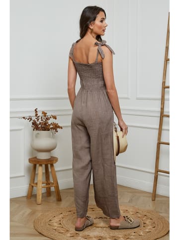 La Compagnie Du Lin Leinen-Jumpsuit "Naomi" in Taupe
