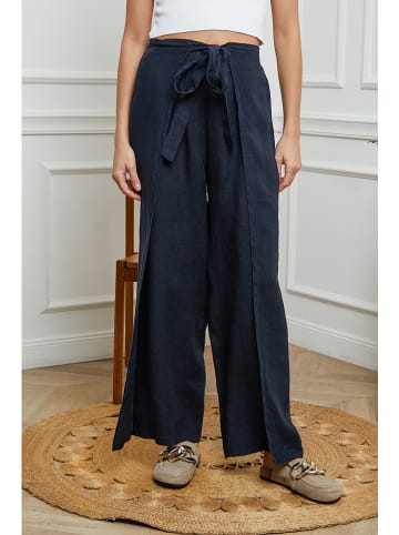 La Compagnie Du Lin Linnen broek donkerblauw