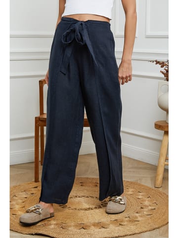La Compagnie Du Lin Leinen-Hose in Dunkelblau