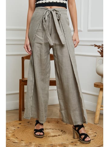 La Compagnie Du Lin Linnen broek taupe