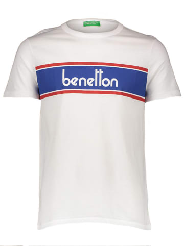 Benetton Shirt in Weiß/ Blau