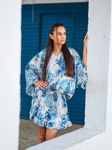 Isla Bonita by SIGRIS Kleid in Weiß/ Blau