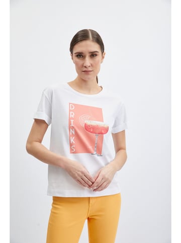 orsay Koszulka w kolorze biaÅ‚o-pomaraÅ„czowym
