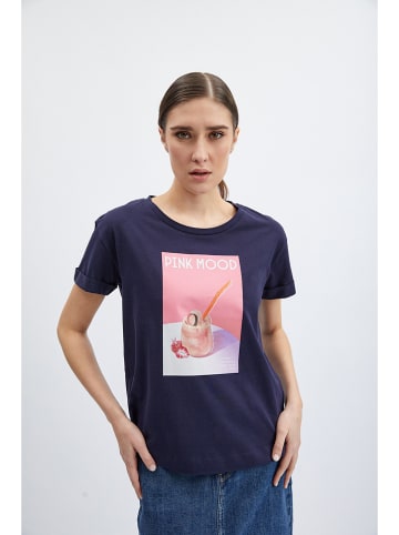 orsay Shirt in Dunkelblau/ Rosa