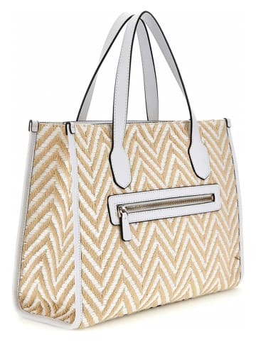 Guess Shopper bag w kolorze beżowo-białym - 31 x 22 x 12 cm