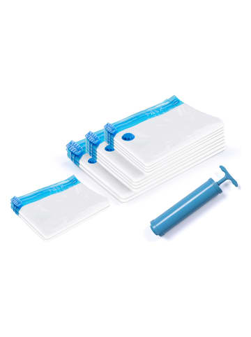 IDOMYA Essentials 12er-Set: Aufbewahrungsbeutel in Weiß/ Blau