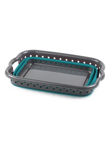 IDOMYA Essentials Wäschekorb in Blau/ Grün - (B)54 x (H)24 x (T)39,1 cm