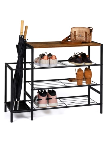 IDOMYA Essentials Schuhregal "Elize" in Hellbraun/ Schwarz - (B)80 x (H)60 x (T)30 cm