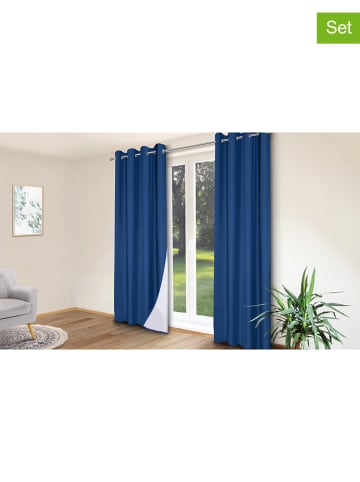 IDOMYA Essentials 2-delige set: gordijnen blauw - (L)240 x (B)135 cm