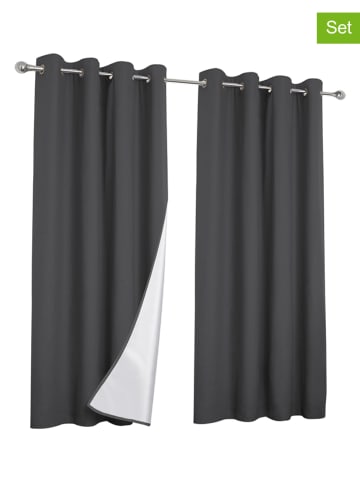 IDOMYA Essentials 2-delige set: gordijnen grijs - (L)240 x (B)135 cm