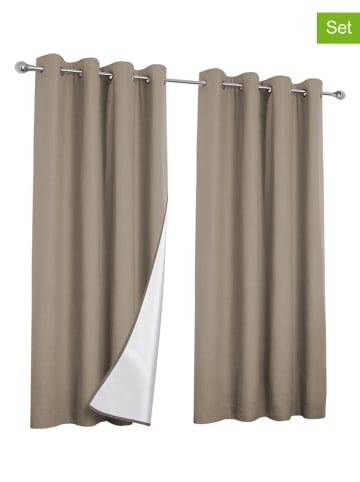 IDOMYA Essentials 2er-Set: Gardine in Taupe - (L)240 x (B)135 cm