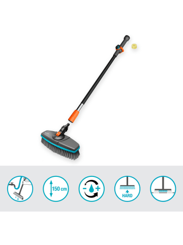 Gardena 3tlg. Cleansystem-Set mit Stiel "Soft" in Schwarz