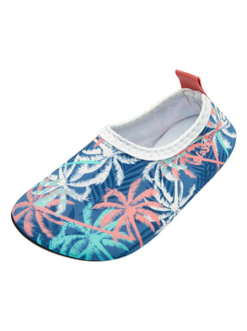 Playshoes Buty "Palmen" w kolorze niebieskim ze wzorem do chodzenia na boso