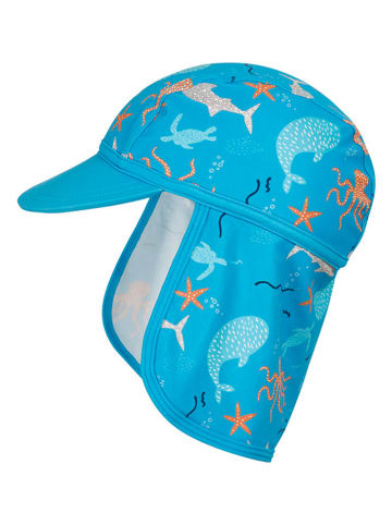 Playshoes Czapka w kolorze niebieskim z osłoną karku