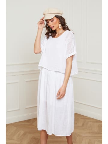 La Compagnie Du Lin Leinen-Kleid "Equanone" in Weiß