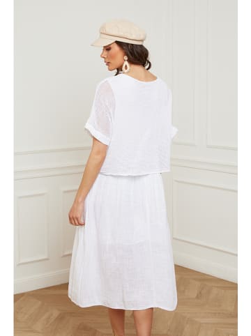 La Compagnie Du Lin Leinen-Kleid "Equanone" in Weiß