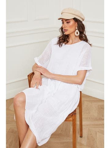 La Compagnie Du Lin Leinen-Kleid "Equanone" in Weiß