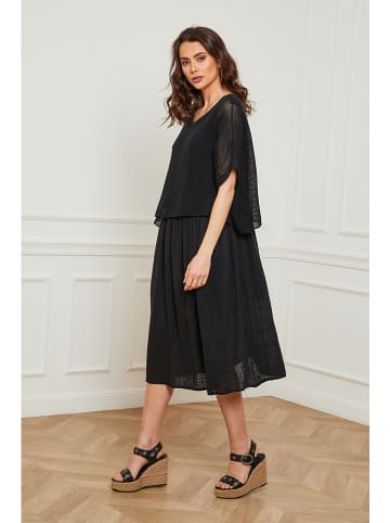 La Compagnie Du Lin Leinen-Kleid "Equanone" in Schwarz