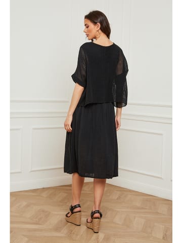 La Compagnie Du Lin Leinen-Kleid "Equanone" in Schwarz