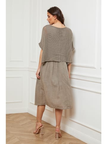 La Compagnie Du Lin Leinen-Kleid "Equanone" in Taupe
