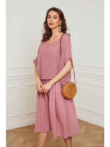 La Compagnie Du Lin Leinen-Kleid "Equanone" in Rosa