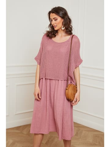 La Compagnie Du Lin Leinen-Kleid "Equanone" in Rosa