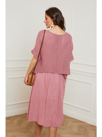 La Compagnie Du Lin Leinen-Kleid "Equanone" in Rosa