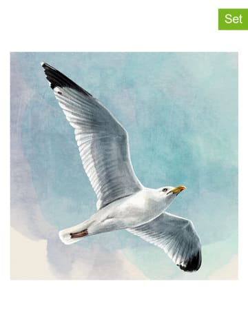 ppd 2-delige set: servetten "Seagull" lichtblauw - 2x 20 stuks
