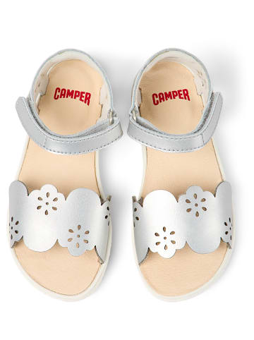 Camper Leren sandalen zilverkleurig