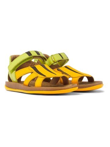 Camper Skórzane sandały w kolorze zielono-żółtym