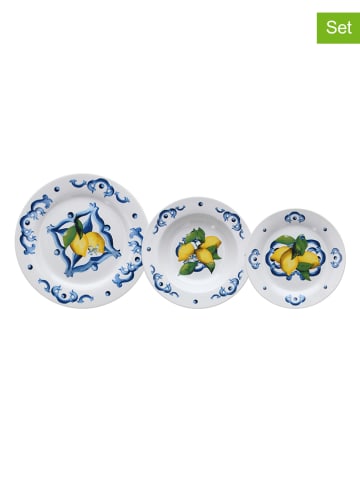 Andrea Fontebasso 1760 18tlg. Tafelservice "Atollo Citrus" in Blau/ Gelb