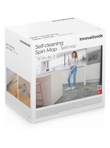 InnovaGoods 4tlg. Selbstreinigender Drehmopp-Set in Helllgrau