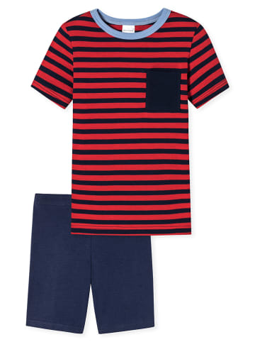 Schiesser Pyjama rood/donkerblauw