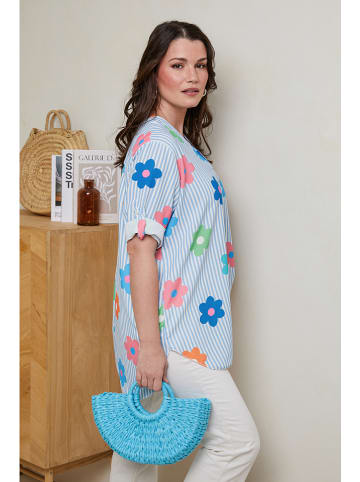 Curvy Lady Blouse lichtblauw/meerkleurig