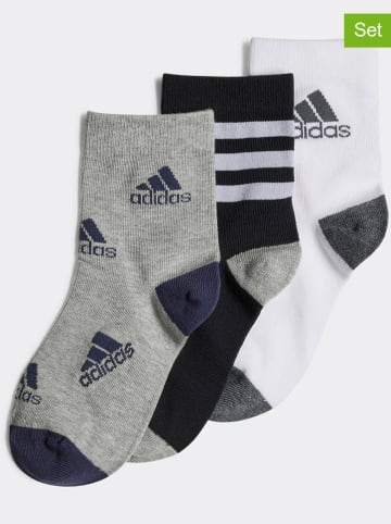 adidas 3er-Set: Socken in Grau/ Schwarz/ Weiß