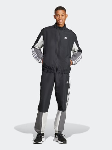 adidas 2tlg. Outfit: Trainingsanzug in Schwarz/ Grau