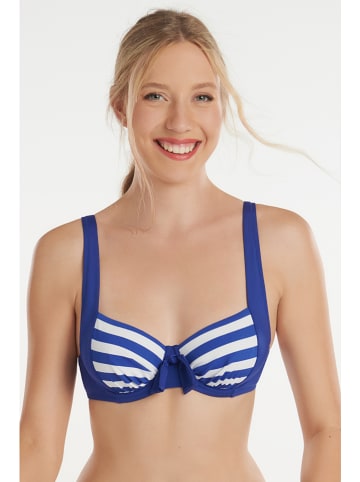 Lisca Bikini-Oberteil in Blau/ Weiß