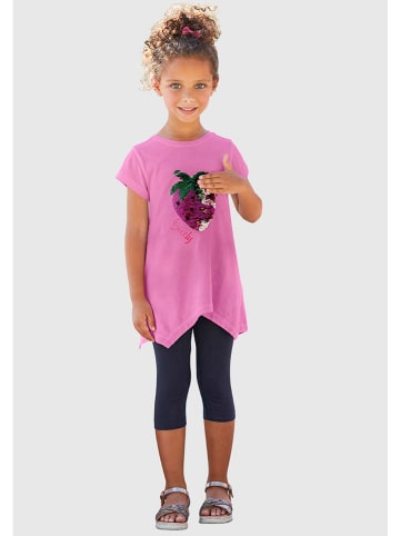 Kidsworld 2-delige outfit roze/donkerblauw