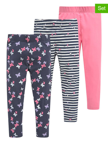 Kidsworld 3-delige set: leggings donkerblauw/roze