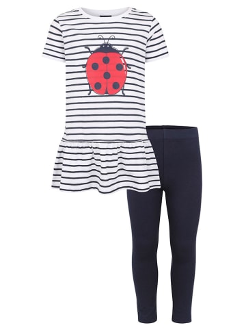 Kidsworld 2-delige outfit wit/donkerblauw
