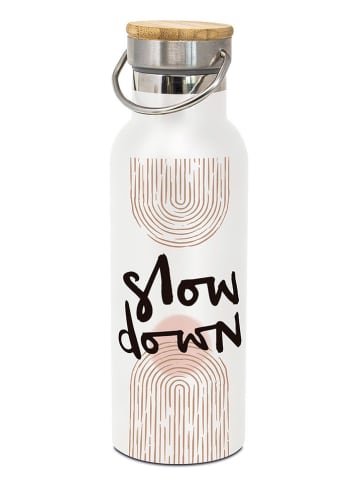Design@Home Edelstahl-Trinkflasche "Slow down" in Weiß - 500 ml