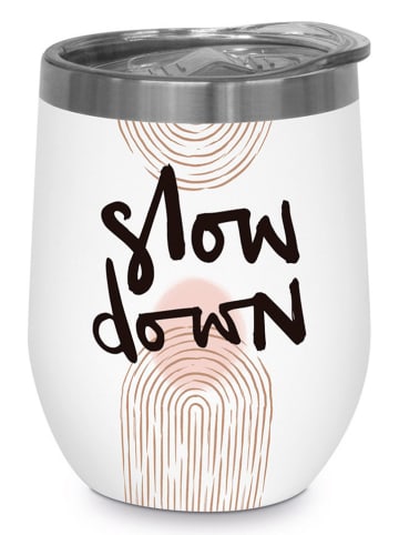 Design@Home Kubek termiczny "Slow down" w kolorze białym - 350 ml