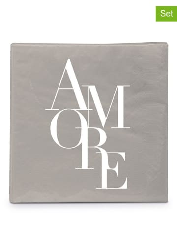Design@Home 2-delige set: servetten "Amore" grijs - 2x 20 stuks