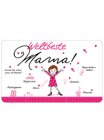 Design@Home Tablett "Weltbeste Mama" in Weiß/ Pink - (L)23,5 x (B)14,5 cm