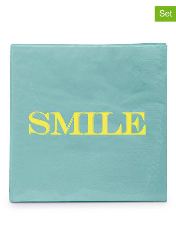 Design@Home 2-delige set: servetten "Smile" turquoise - 2x 20 stuks