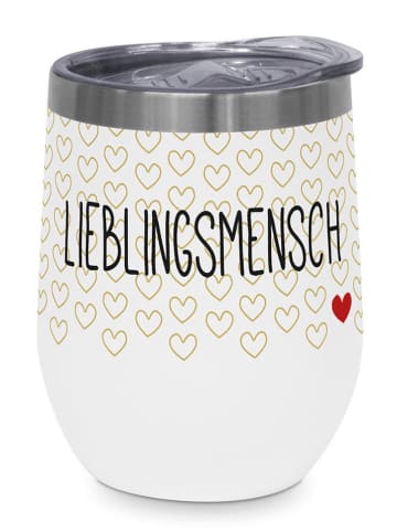 Design@Home Edelstahl-Thermobecher "Lieblingsmensch" in Weiß - 350 ml