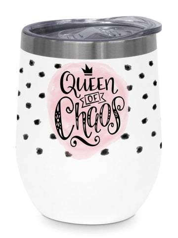Design@Home Kubek termiczny "Queen of Chaos" w kolorze białym - 350 ml
