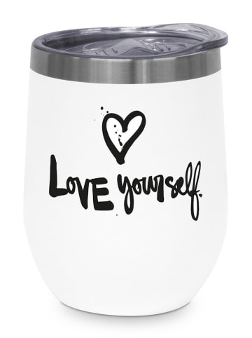 Design@Home Edelstahl-Thermobecher "Love Yourself" in Weiß - 350 ml
