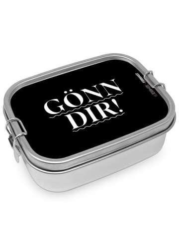 Design@Home Lunchbox "Gönn dir" in Silber/ Schwarz - (B)16,5 x (H)6 x (T)14 cm